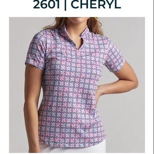 NWT Bermuda Sands Apparel Women's Pink Patterned Short Sleeve Top.